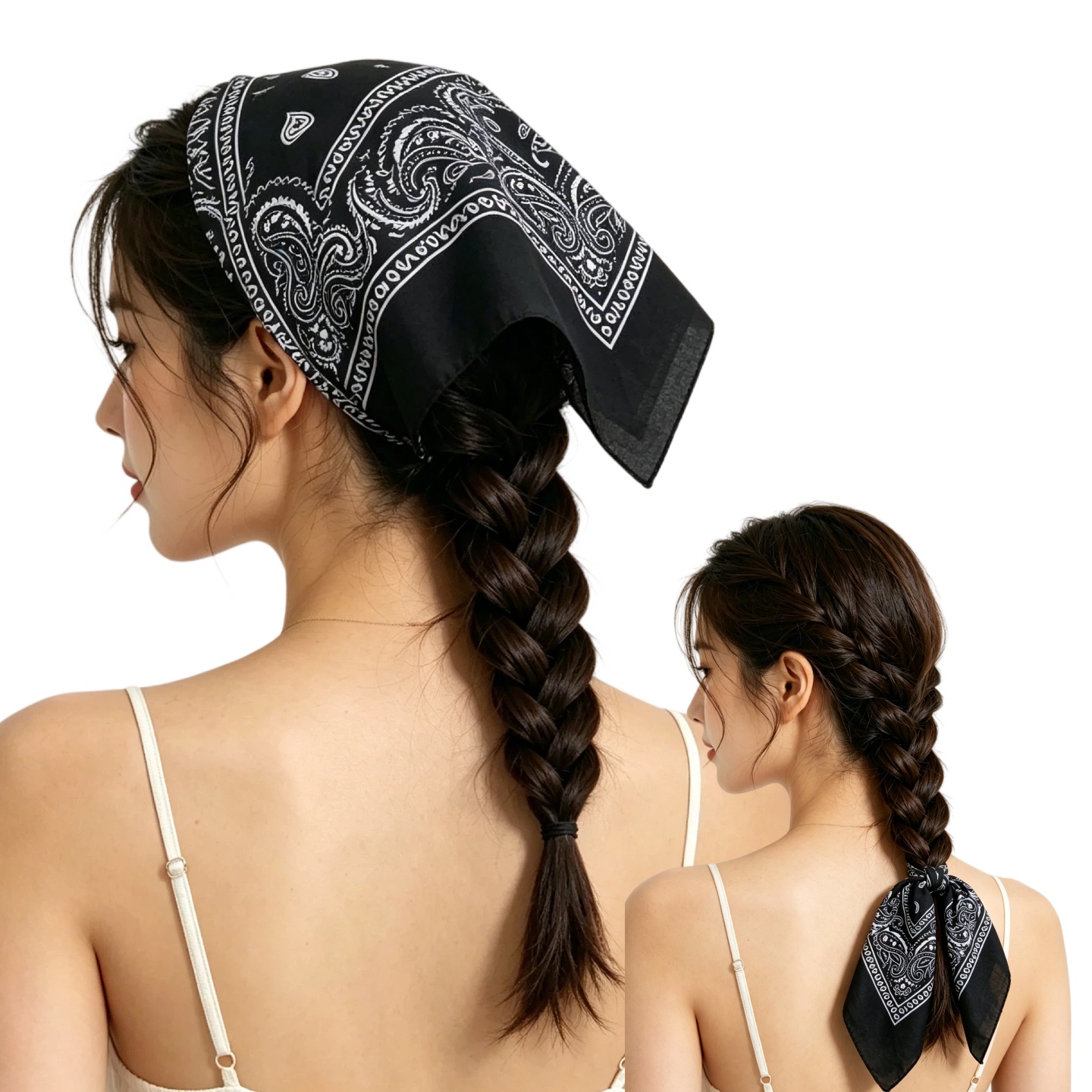 1/2/4/10 pièces Foulard carré  - Bandana Blank White avis et prix